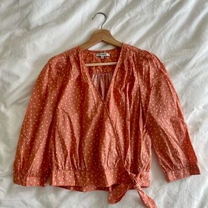 Madewell star scatter wrap top in coral
